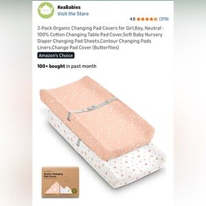 Organic Changing Pad Covers - Peach and White